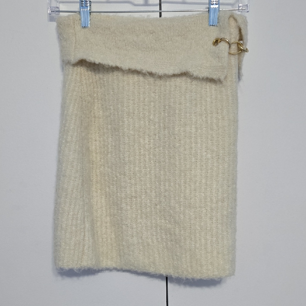 Wild Fable Cream Wool Mini Skirt with Gold Accent